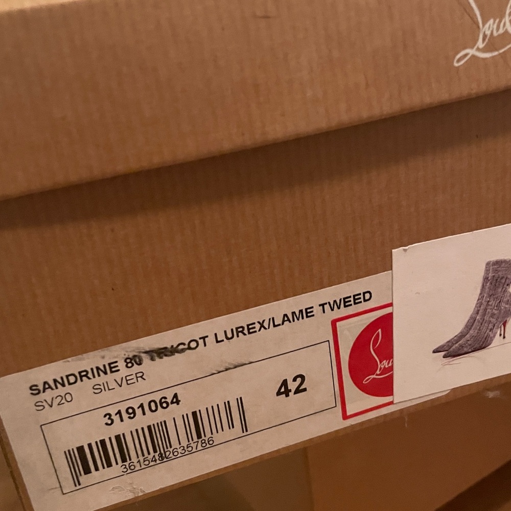 Christian Louboutin Tricot Lurex Sandrine 80 Sock Ankle Boots 42 Grey - Picture 2 of 11